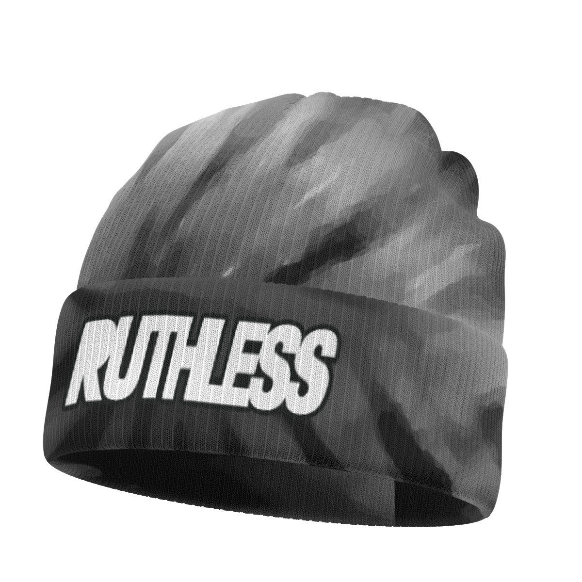 Black Tie-Dye Ruthless Knitted Beanie