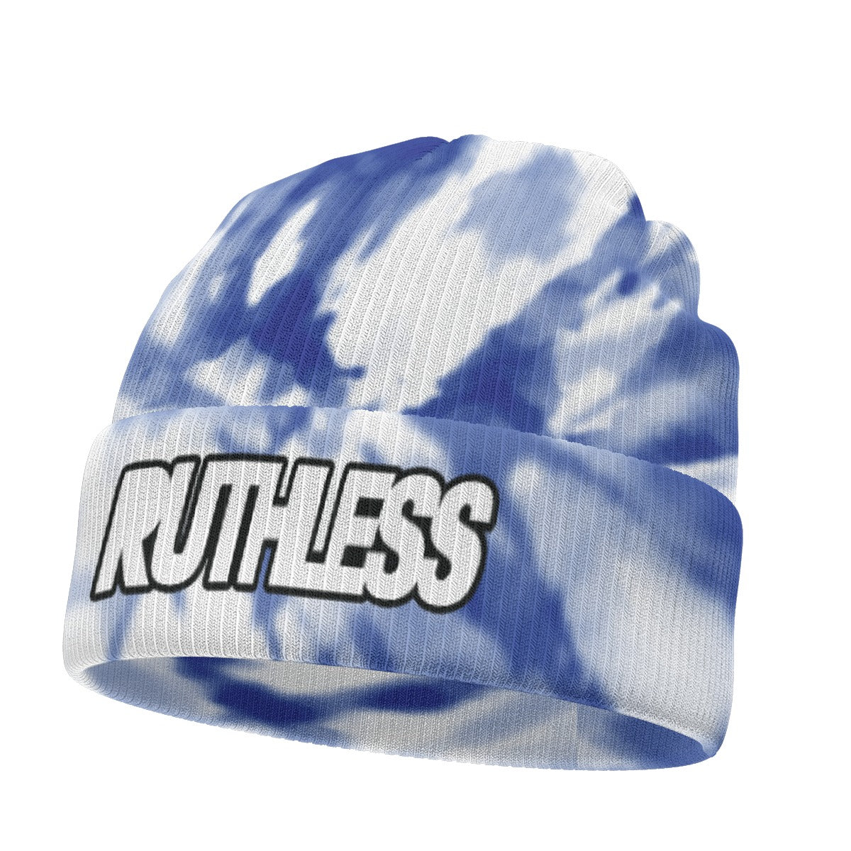 Blue Tie-Dye Ruthless Knitted Beanie